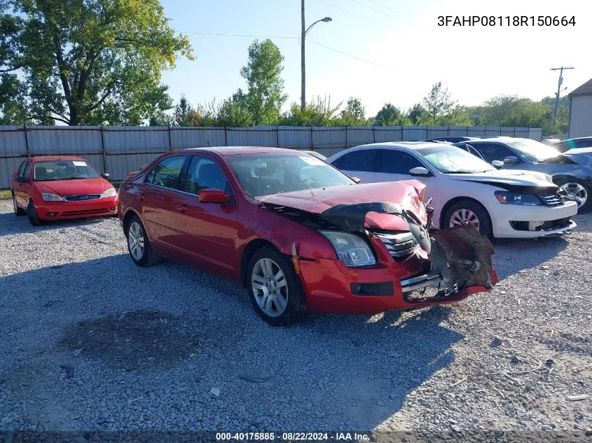 2008 Ford Fusion Sel VIN: 3FAHP08118R150664 Lot: 40175885