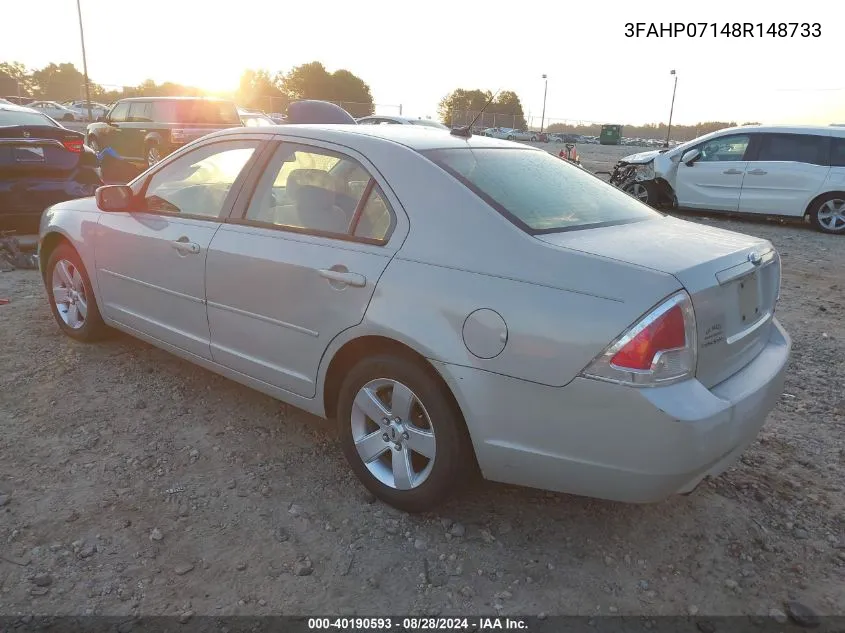 2008 Ford Fusion Se VIN: 3FAHP07148R148733 Lot: 40190593