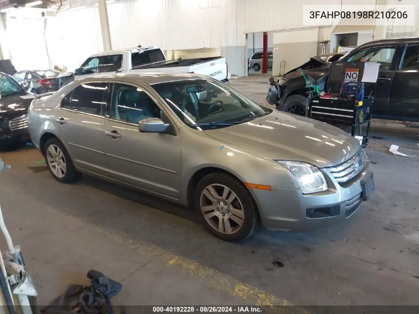 2008 Ford Fusion Sel VIN: 3FAHP08198R210206 Lot: 40192228