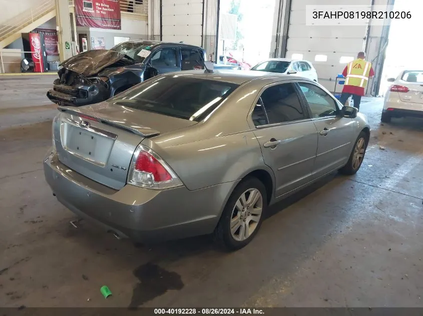 2008 Ford Fusion Sel VIN: 3FAHP08198R210206 Lot: 40192228