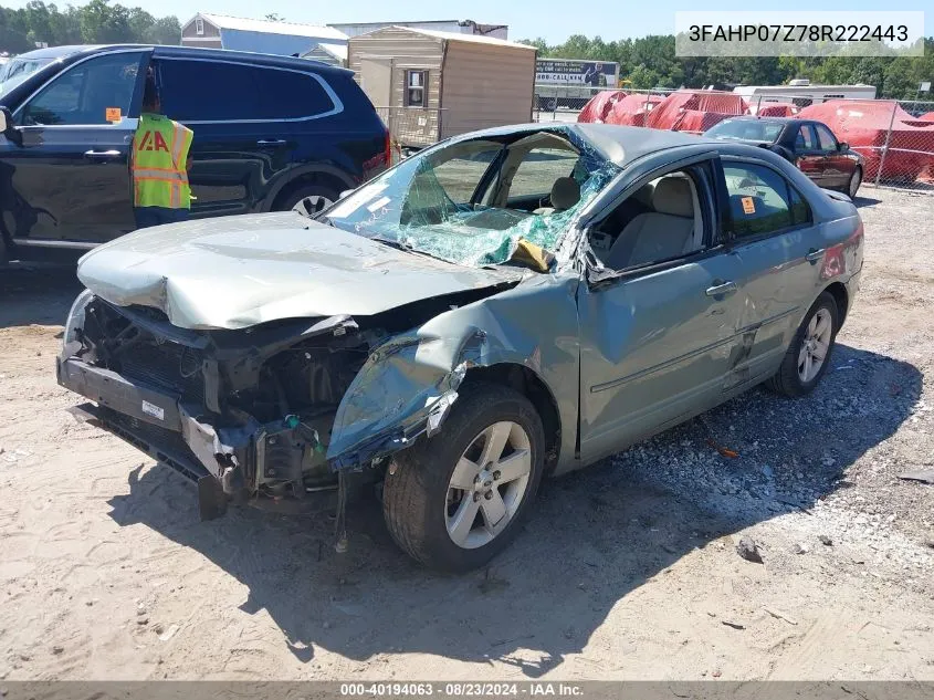 2008 Ford Fusion Se VIN: 3FAHP07Z78R222443 Lot: 40194063