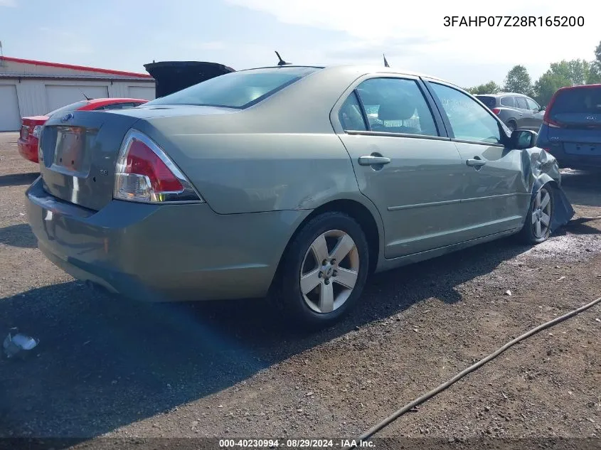 2008 Ford Fusion Se VIN: 3FAHP07Z28R165200 Lot: 40230994