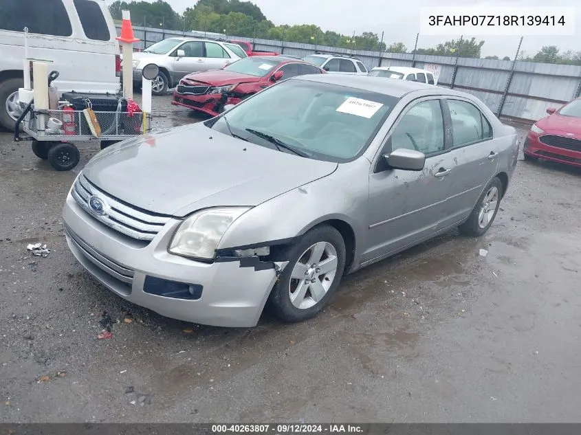 2008 Ford Fusion Se VIN: 3FAHP07Z18R139414 Lot: 40263807