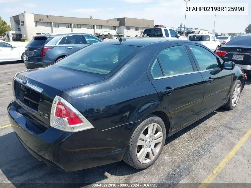 2008 Ford Fusion Sel VIN: 3FAHP02198R125990 Lot: 40272010