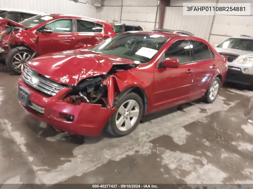 2008 Ford Fusion Se VIN: 3FAHP01108R254881 Lot: 40277437