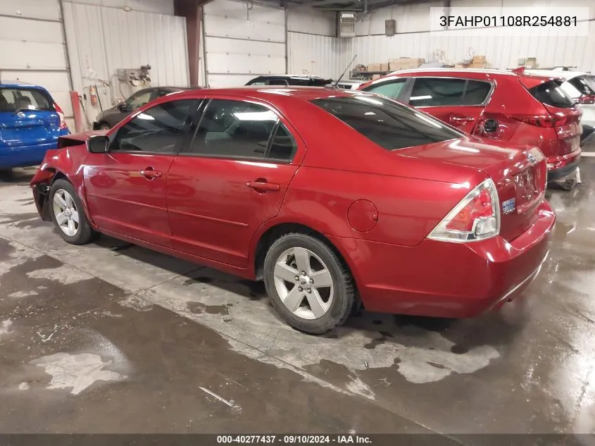 2008 Ford Fusion Se VIN: 3FAHP01108R254881 Lot: 40277437