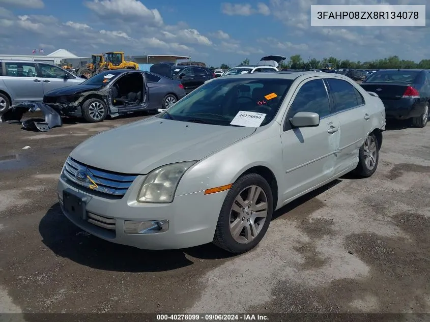 2008 Ford Fusion Sel VIN: 3FAHP08ZX8R134078 Lot: 40278099