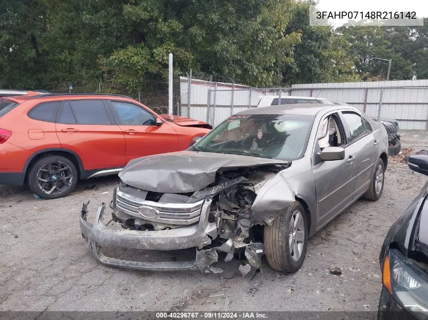 2008 Ford Fusion Se VIN: 3FAHP07148R216142 Lot: 40296767