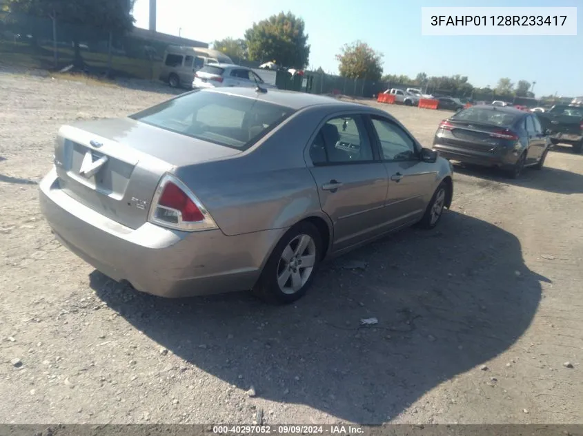 2008 Ford Fusion Se VIN: 3FAHP01128R233417 Lot: 40297052