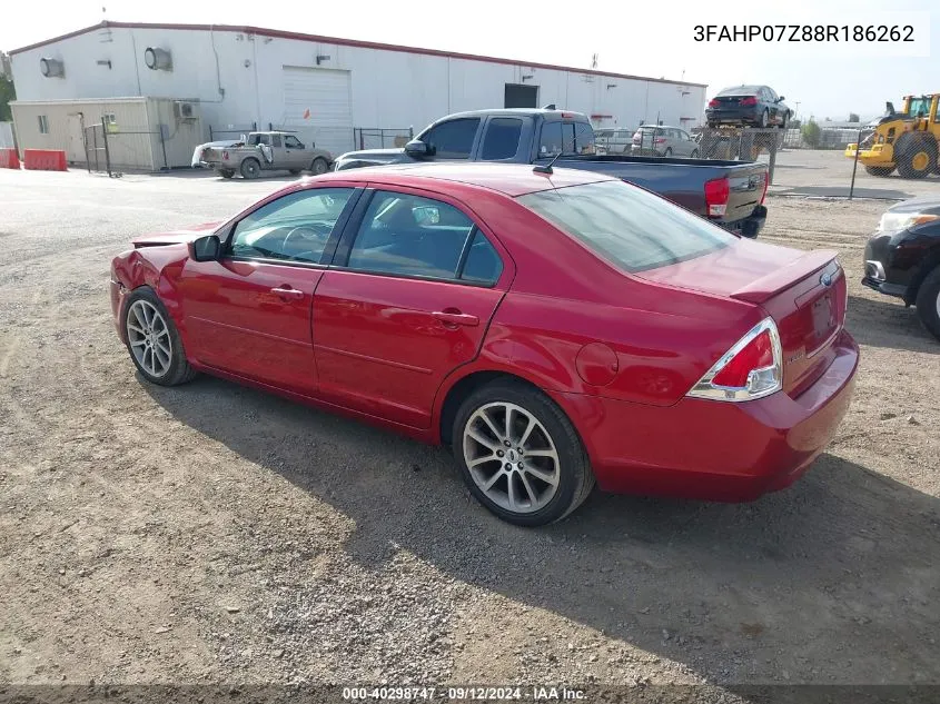 2008 Ford Fusion Se VIN: 3FAHP07Z88R186262 Lot: 40298747