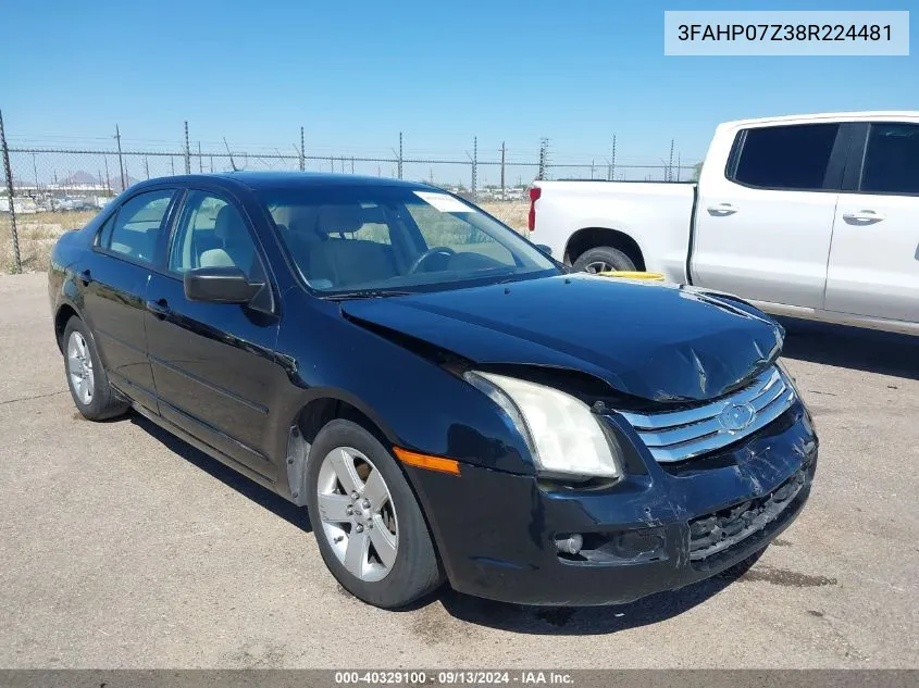 2008 Ford Fusion Se VIN: 3FAHP07Z38R224481 Lot: 40329100