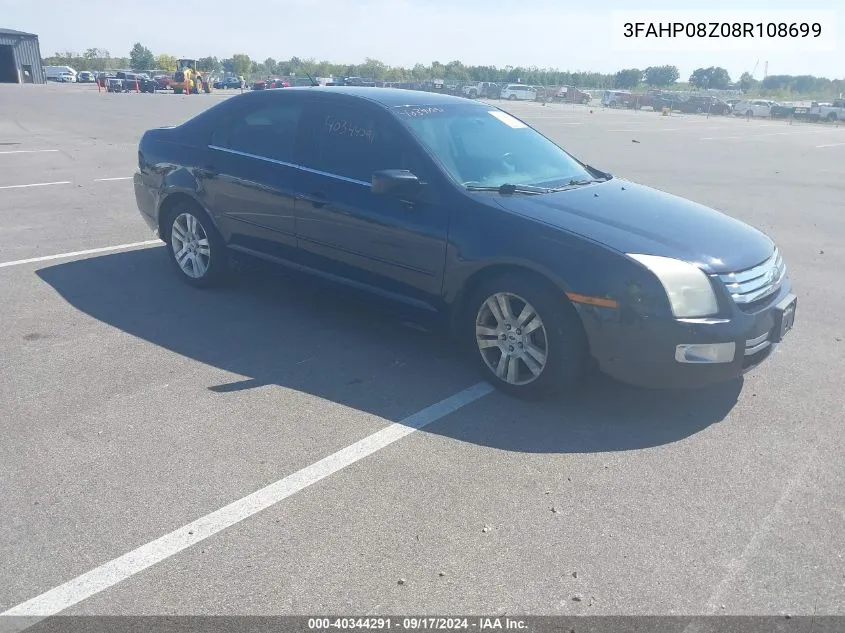 2008 Ford Fusion Sel VIN: 3FAHP08Z08R108699 Lot: 40344291