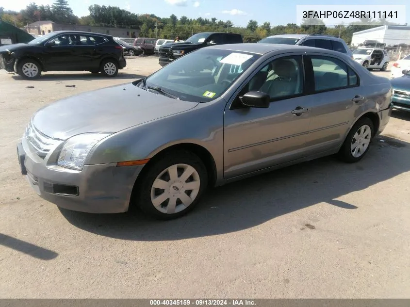 2008 Ford Fusion S VIN: 3FAHP06Z48R111141 Lot: 40345159