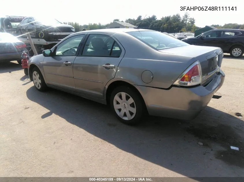 2008 Ford Fusion S VIN: 3FAHP06Z48R111141 Lot: 40345159