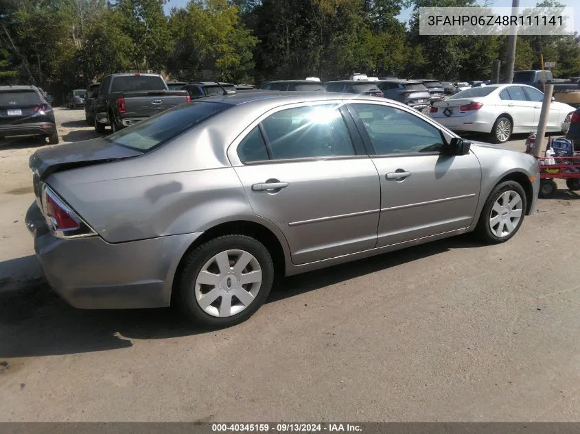 2008 Ford Fusion S VIN: 3FAHP06Z48R111141 Lot: 40345159