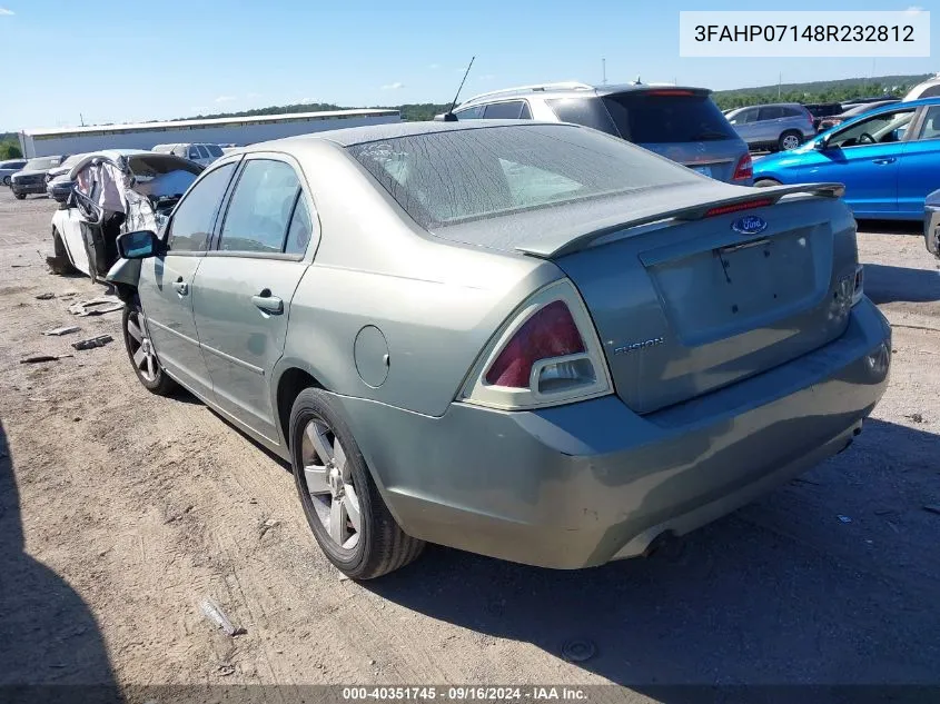 2008 Ford Fusion Se VIN: 3FAHP07148R232812 Lot: 40351745