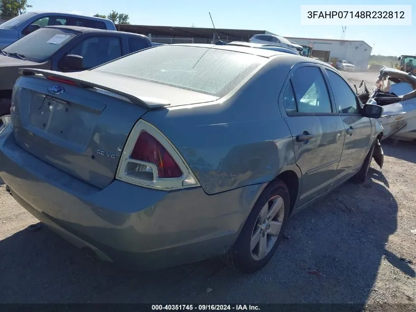 3FAHP07148R232812 2008 Ford Fusion Se