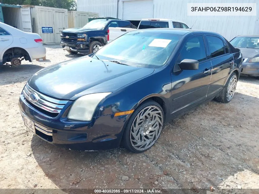 2008 Ford Fusion S VIN: 3FAHP06Z98R194629 Lot: 40352085