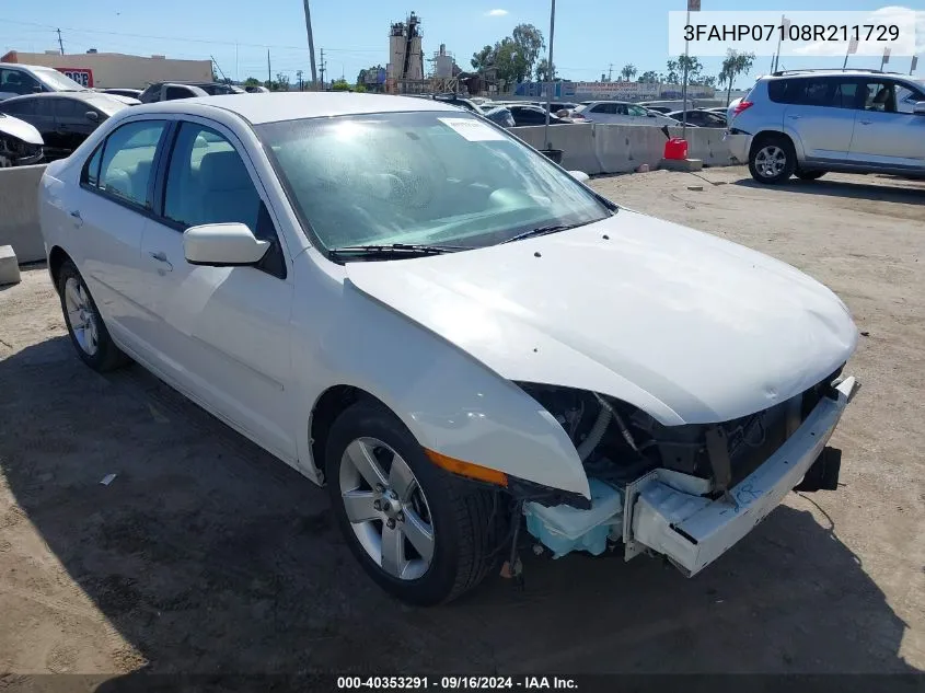 2008 Ford Fusion Se VIN: 3FAHP07108R211729 Lot: 40353291