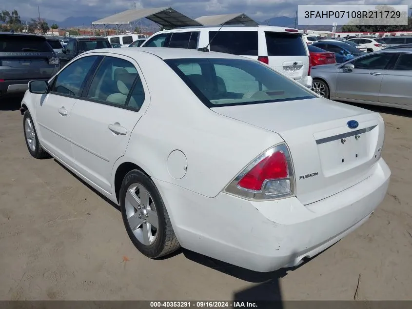 2008 Ford Fusion Se VIN: 3FAHP07108R211729 Lot: 40353291