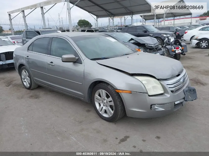 2008 Ford Fusion Sel VIN: 3FAHP08168R208669 Lot: 40360611