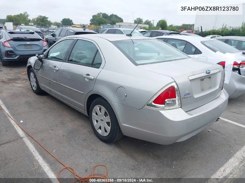 2008 Ford Fusion S VIN: 3FAHP06ZX8R123780 Lot: 40365258