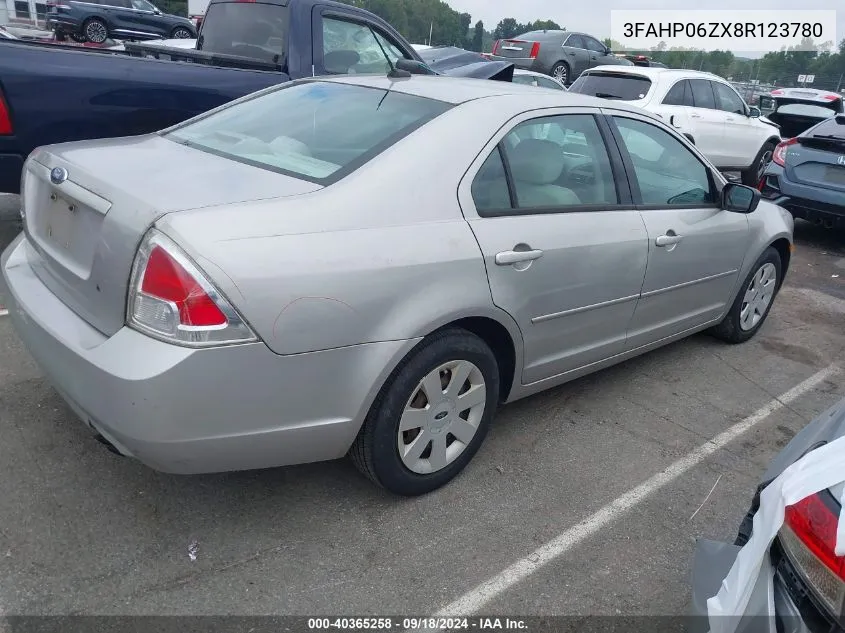 2008 Ford Fusion S VIN: 3FAHP06ZX8R123780 Lot: 40365258