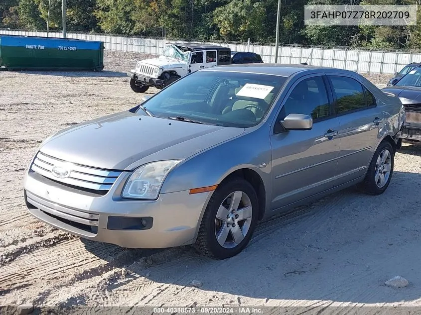 2008 Ford Fusion Se VIN: 3FAHP07Z78R202709 Lot: 40388573