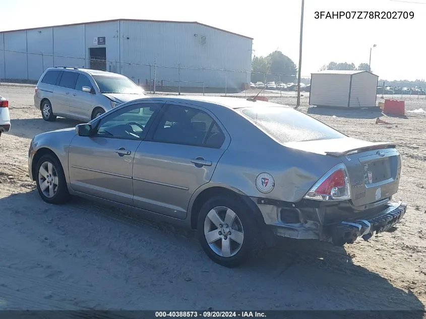 2008 Ford Fusion Se VIN: 3FAHP07Z78R202709 Lot: 40388573