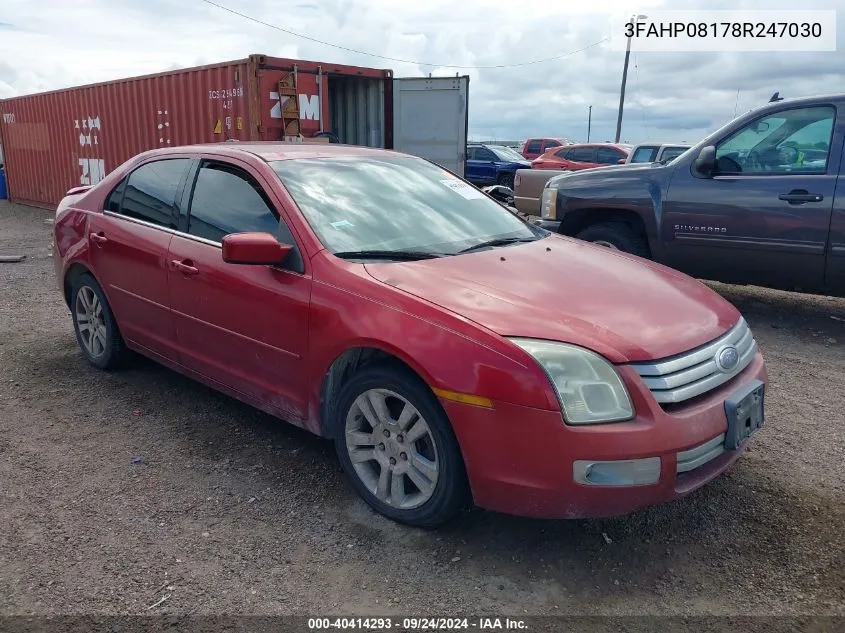 2008 Ford Fusion Sel VIN: 3FAHP08178R247030 Lot: 40414293