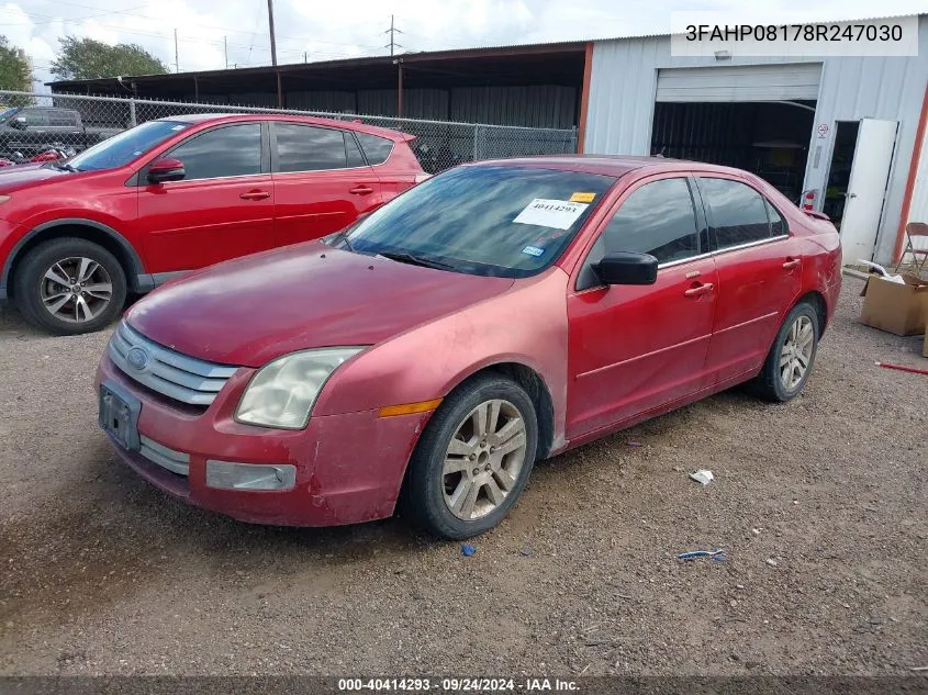 2008 Ford Fusion Sel VIN: 3FAHP08178R247030 Lot: 40414293