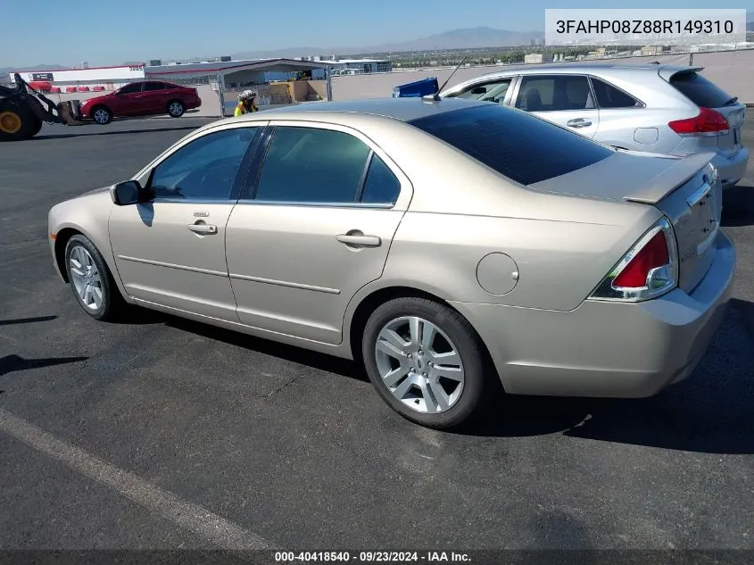 2008 Ford Fusion Sel VIN: 3FAHP08Z88R149310 Lot: 40418540