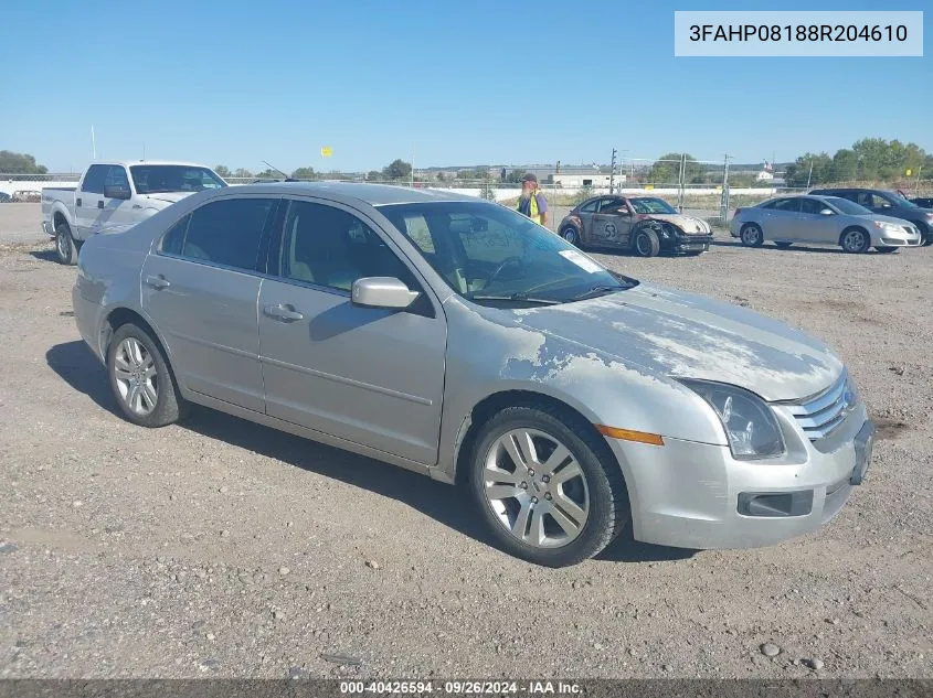 2008 Ford Fusion Sel VIN: 3FAHP08188R204610 Lot: 40426594