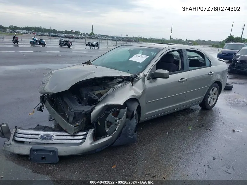 3FAHP07Z78R274302 2008 Ford Fusion Se