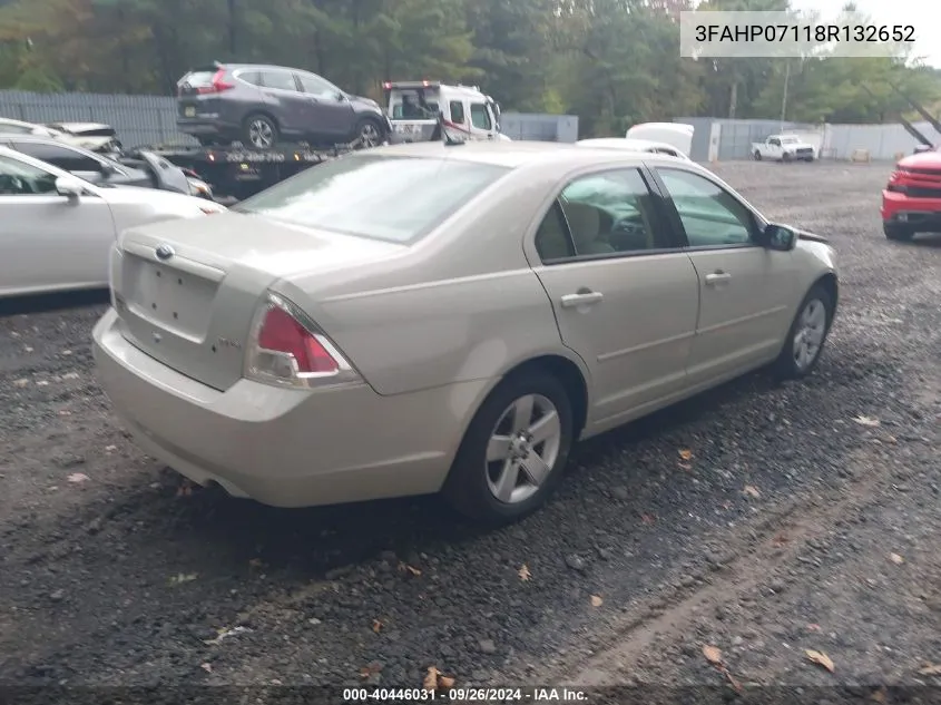 2008 Ford Fusion Se VIN: 3FAHP07118R132652 Lot: 40446031