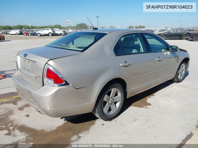 2008 Ford Fusion Se VIN: 3FAHP07Z98R104023 Lot: 40455378