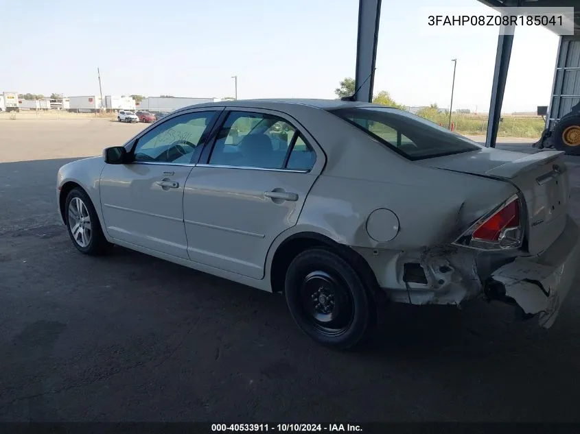 2008 Ford Fusion Sel VIN: 3FAHP08Z08R185041 Lot: 40533911