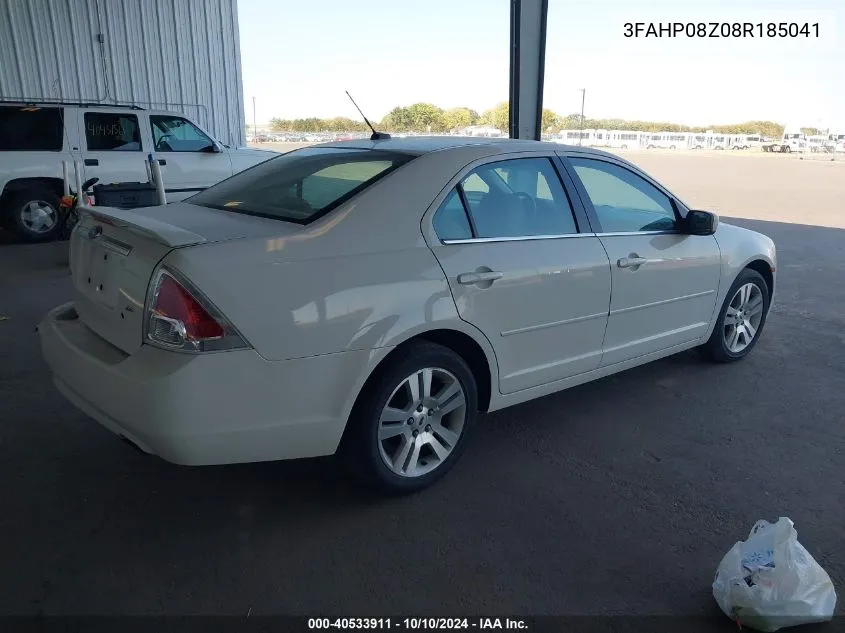 2008 Ford Fusion Sel VIN: 3FAHP08Z08R185041 Lot: 40533911