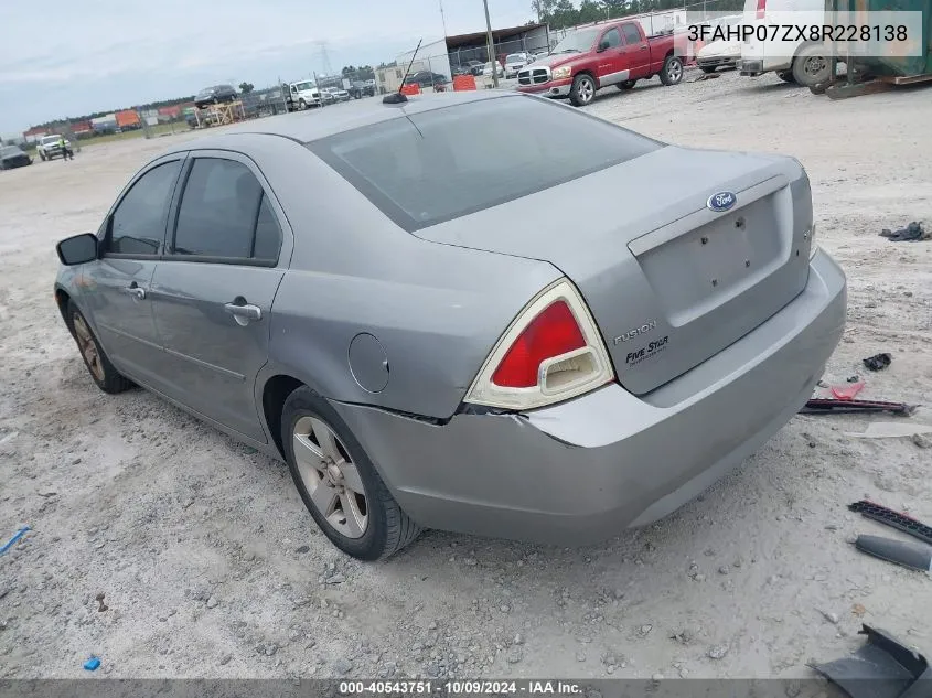 2008 Ford Fusion Se VIN: 3FAHP07ZX8R228138 Lot: 40543751