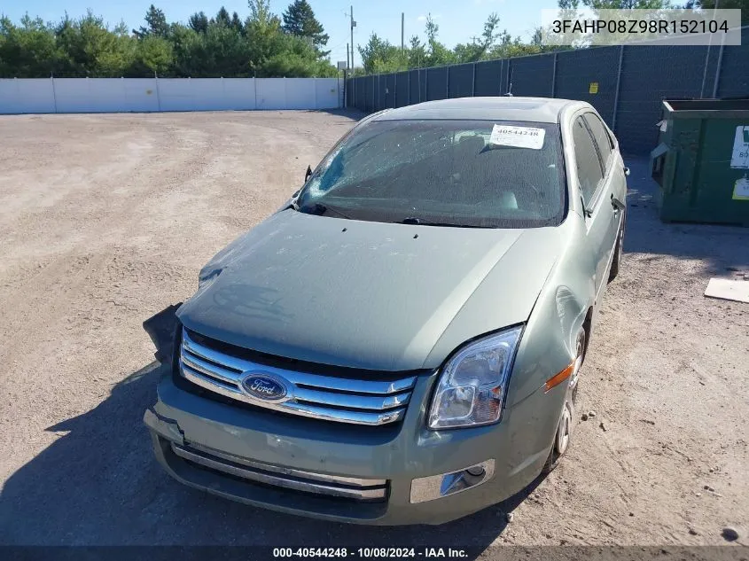 2008 Ford Fusion Sel VIN: 3FAHP08Z98R152104 Lot: 40544248