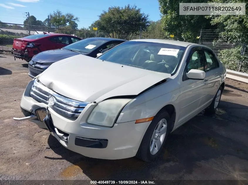 2008 Ford Fusion Se VIN: 3FAHP07118R202649 Lot: 40549739