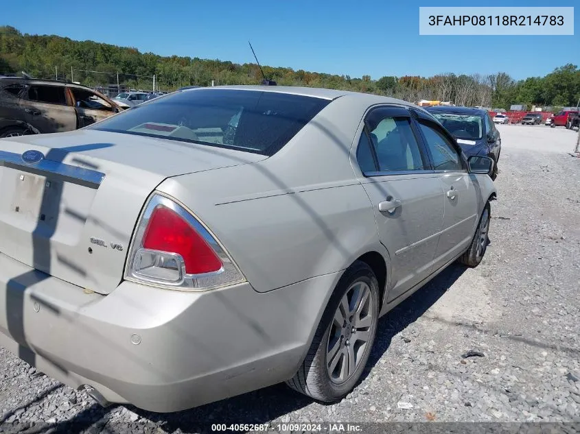 2008 Ford Fusion Sel VIN: 3FAHP08118R214783 Lot: 40562687