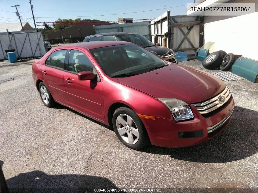 2008 Ford Fusion Se VIN: 3FAHP07Z78R158064 Lot: 40574095