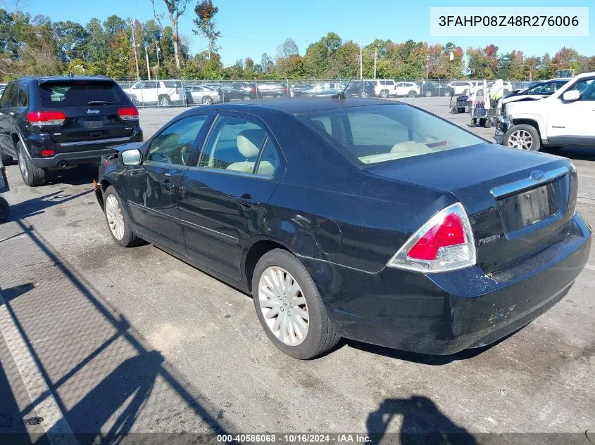 2008 Ford Fusion Sel VIN: 3FAHP08Z48R276006 Lot: 40586068