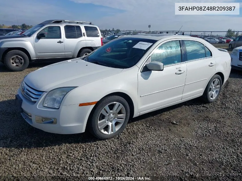 2008 Ford Fusion Sel VIN: 3FAHP08Z48R209387 Lot: 40666972