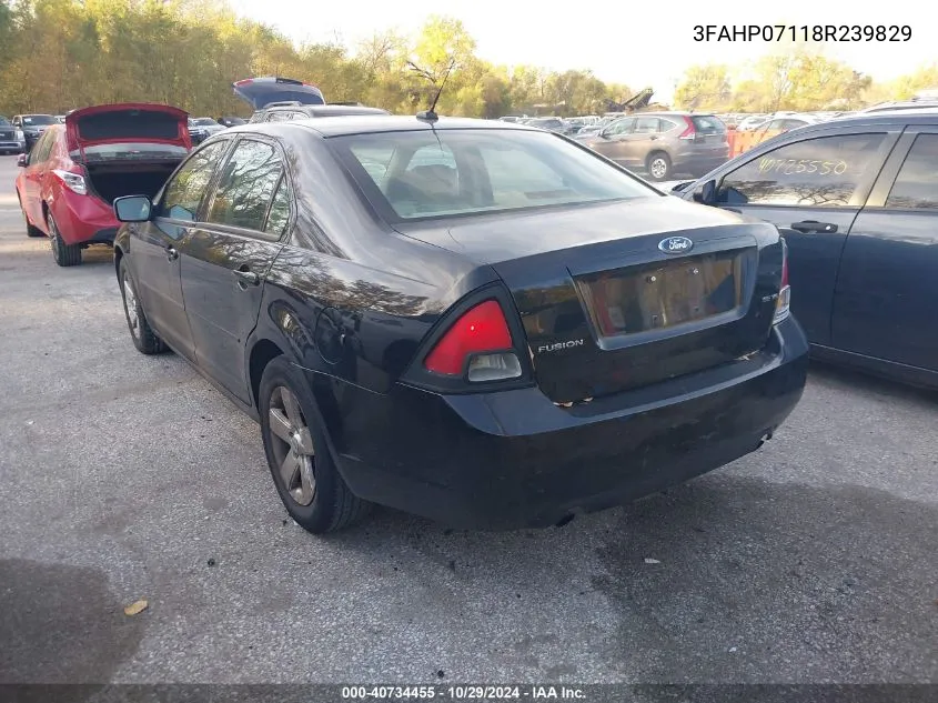 2008 Ford Fusion Se VIN: 3FAHP07118R239829 Lot: 40734455