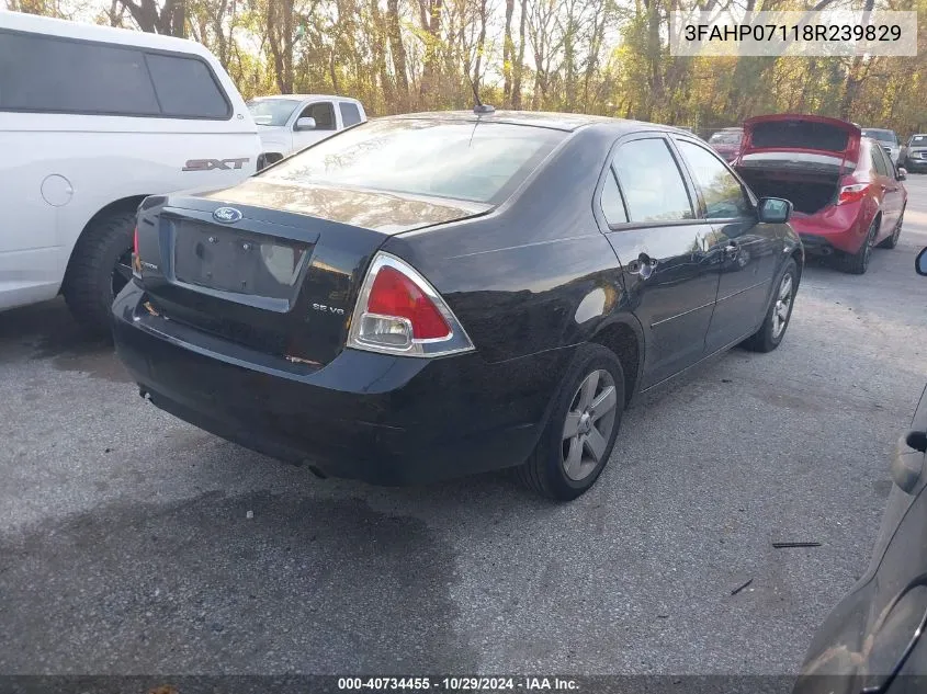 2008 Ford Fusion Se VIN: 3FAHP07118R239829 Lot: 40734455