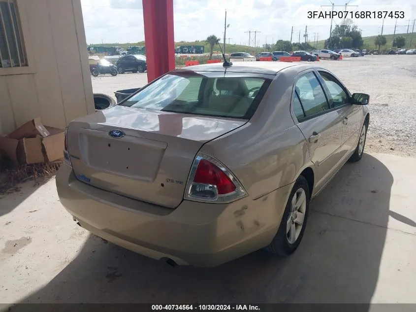 2008 Ford Fusion Se VIN: 3FAHP07168R187453 Lot: 40734564