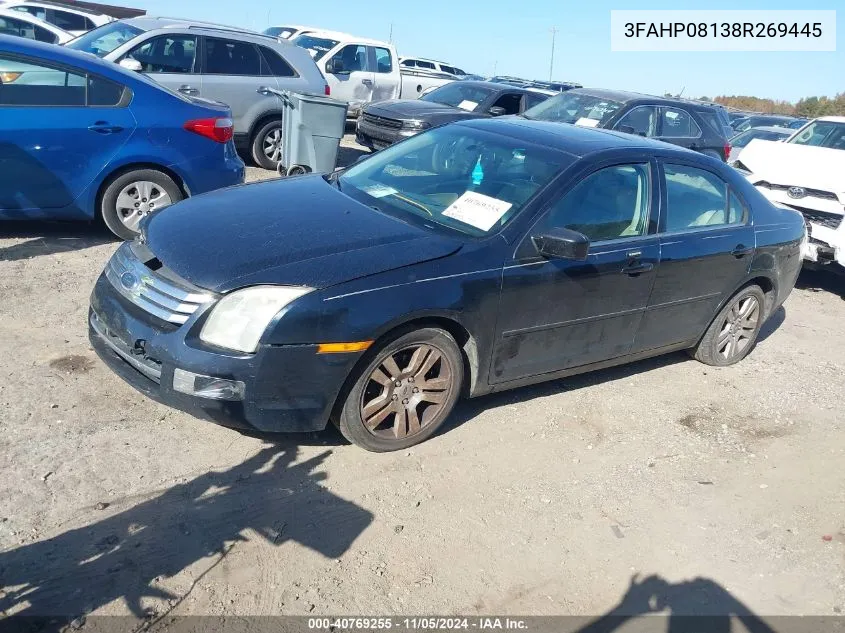 2008 Ford Fusion Sel VIN: 3FAHP08138R269445 Lot: 40769255