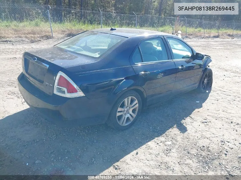 2008 Ford Fusion Sel VIN: 3FAHP08138R269445 Lot: 40769255